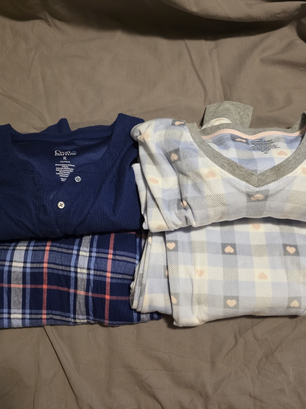 Croft & Barrow Women's  Navy, Blue & Light Blue Cozy Pajama Top Trio